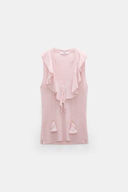 Dorothee Schumacher Lace front sleeveless knit top powder