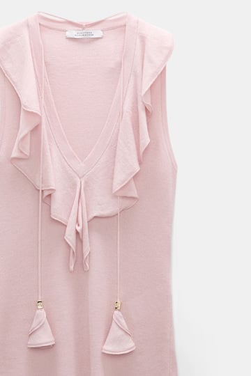 Dorothee Schumacher Ärmelloses Strickoberteil mit Spitzenfront powder