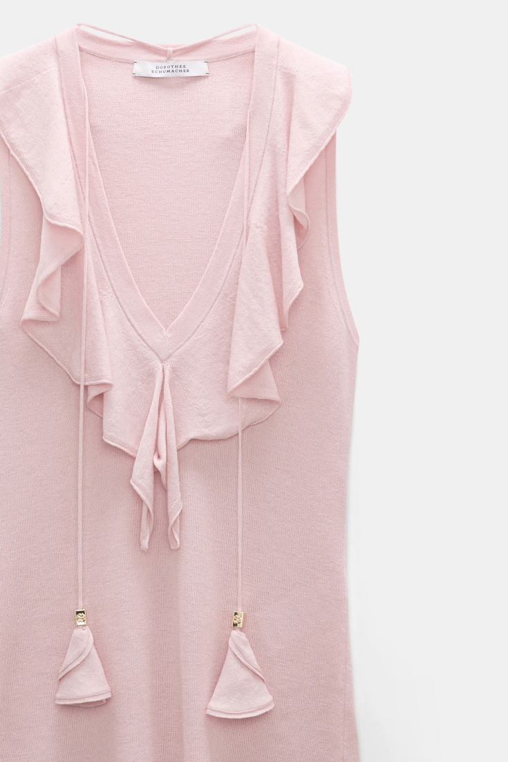 Dorothee Schumacher Ärmelloses Strickoberteil mit Spitzenfront powder