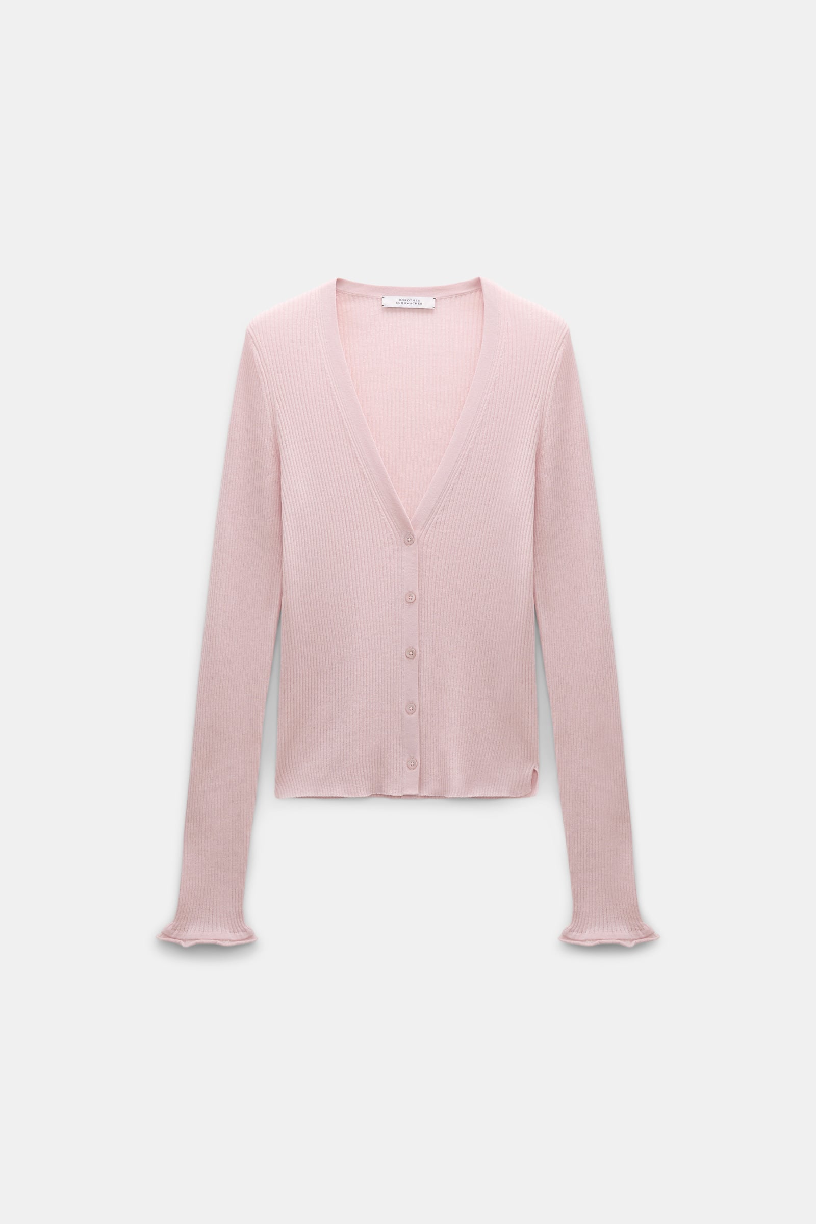 Dorothee Schumacher Fine rib wool-cotton cardigan powder