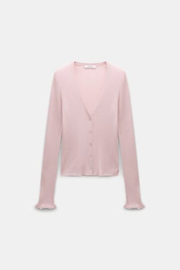 Dorothee Schumacher Fine rib wool-cotton cardigan powder