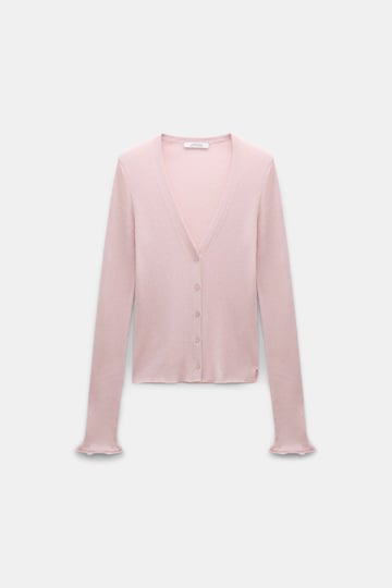 Dorothee Schumacher Fine rib wool-cotton cardigan powder