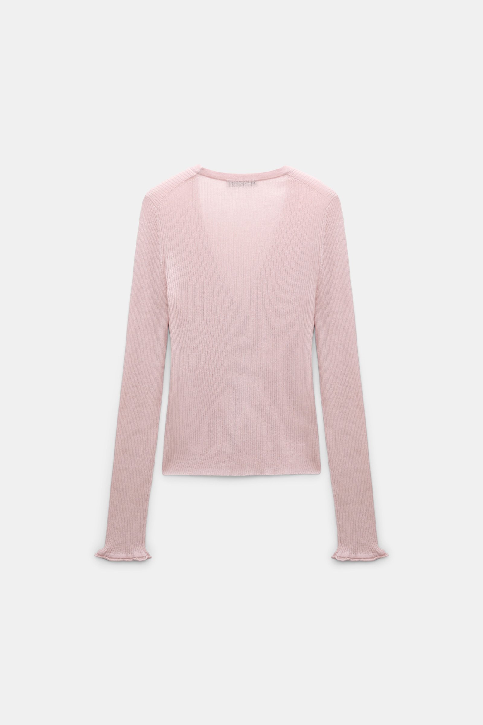 Dorothee Schumacher Fine rib wool-cotton cardigan powder