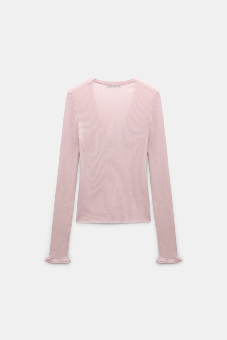 Dorothee Schumacher Fine rib wool-cotton cardigan powder