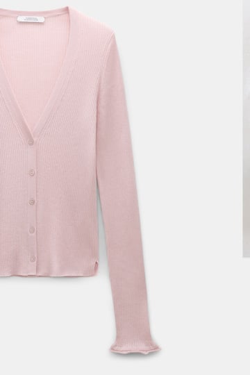Dorothee Schumacher Fine rib wool-cotton cardigan powder
