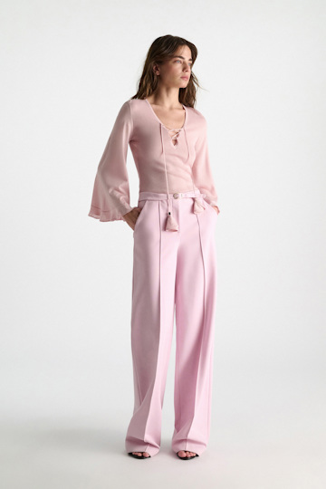 Dorothee Schumacher Lace front knit top powder