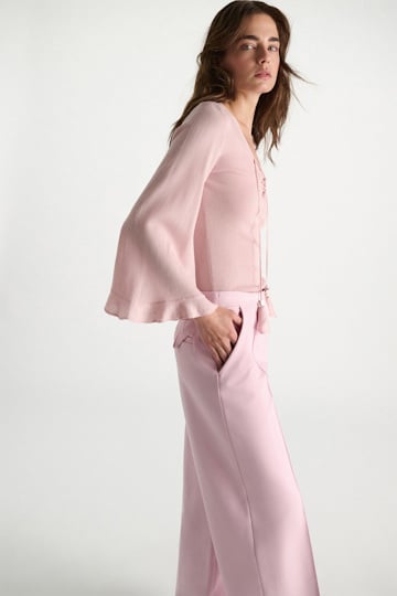 Dorothee Schumacher Lace front knit top powder