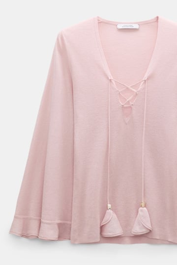 Dorothee Schumacher Lace front knit top powder