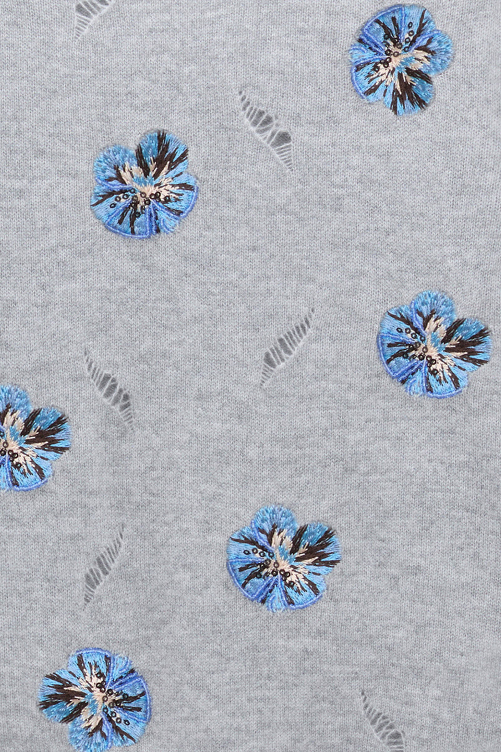 Dorothee Schumacher Embellished Merino-cashmere top grey blooming blue