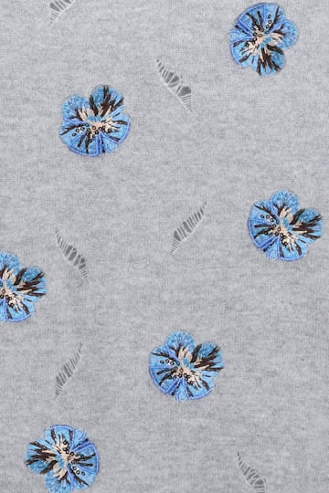 Dorothee Schumacher Embellished Merino-cashmere top grey blooming blue