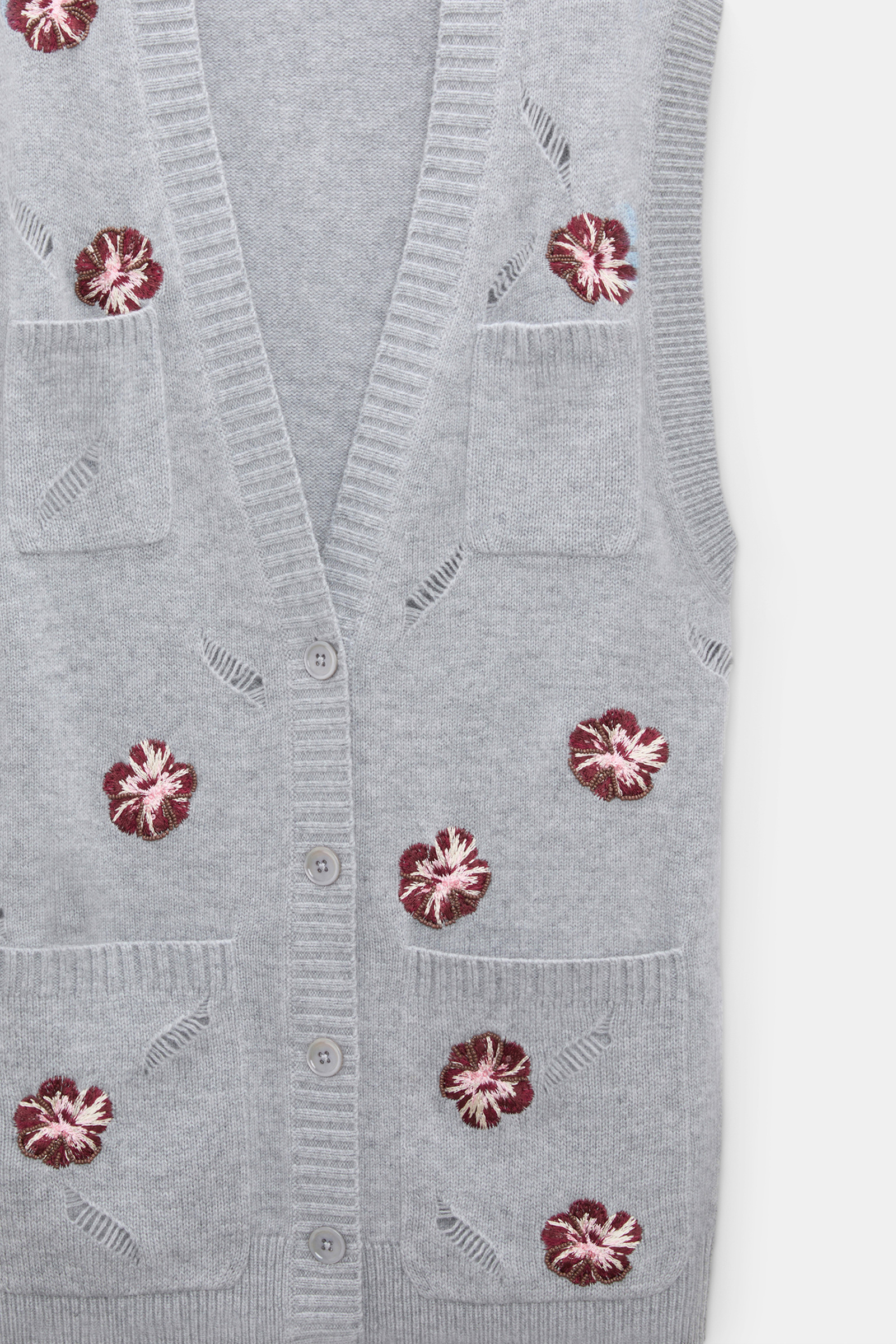 Dorothee Schumacher Embellished Merino-cashmere vest grey blooming bordeaux