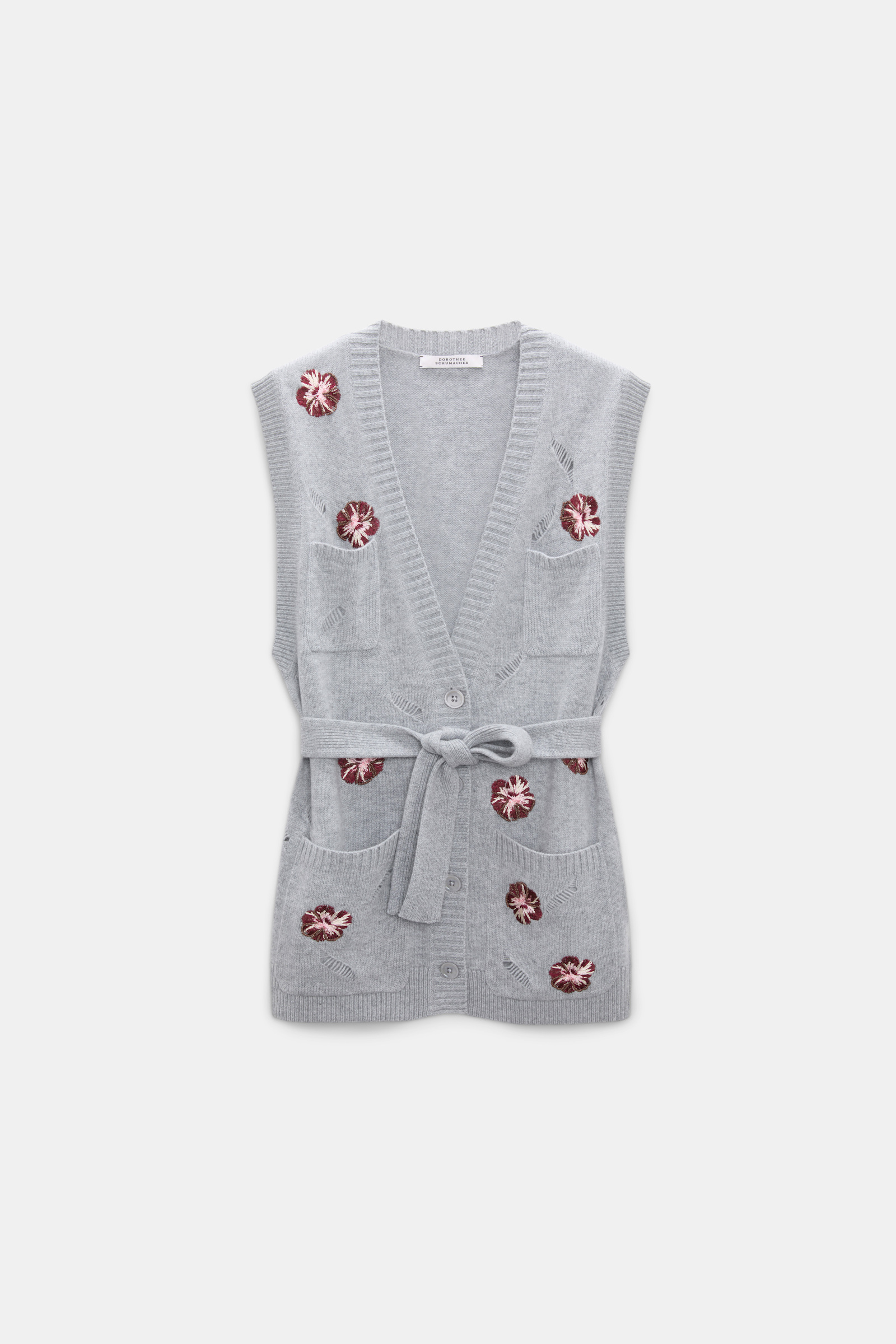 Dorothee Schumacher Embellished Merino-cashmere vest grey blooming bordeaux