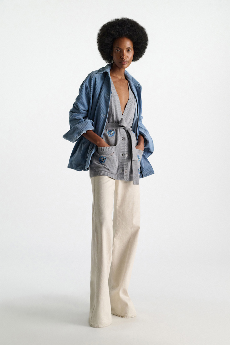 Dorothee Schumacher Embellished Merino-cashmere vest grey blooming blue