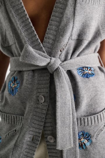 Dorothee Schumacher Embellished Merino-cashmere vest grey blooming blue