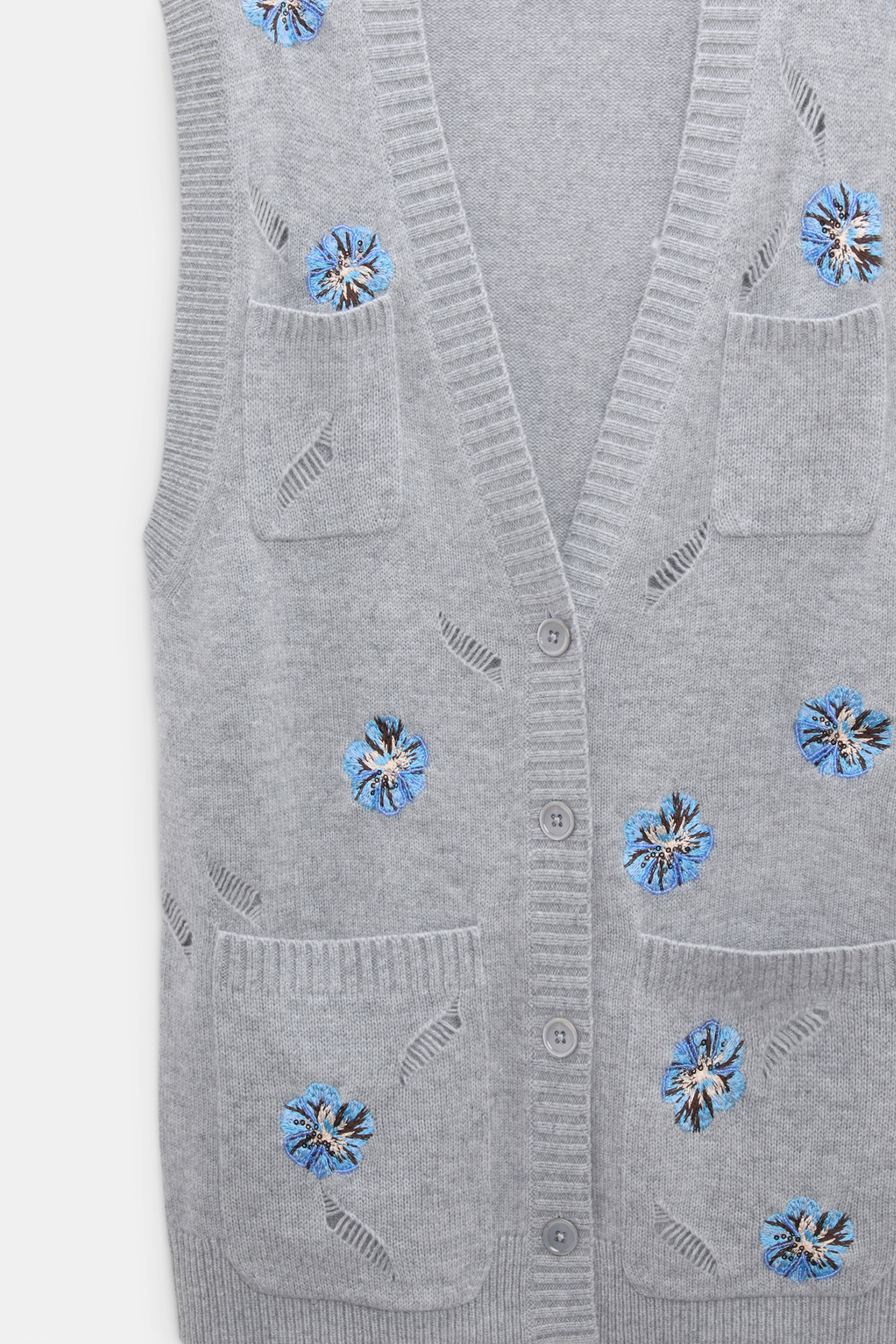 Dorothee Schumacher Embellished Merino-cashmere vest grey blooming blue