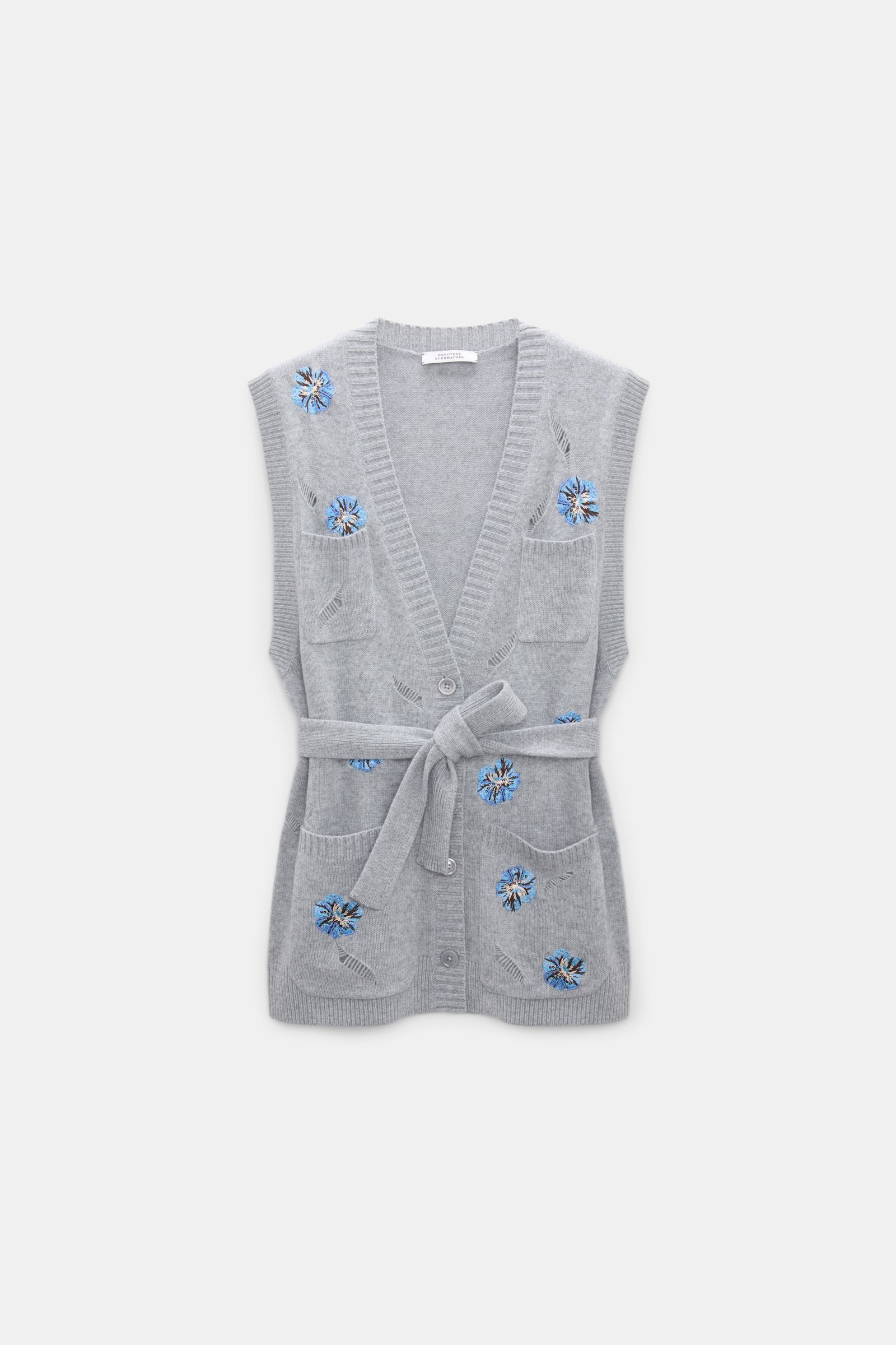 Dorothee Schumacher Embellished Merino-cashmere vest grey blooming blue