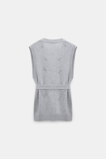 Dorothee Schumacher Embellished Merino-cashmere vest grey blooming blue