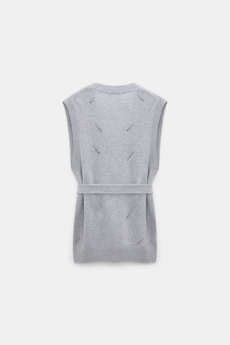 Dorothee Schumacher Embellished Merino-cashmere vest grey blooming blue