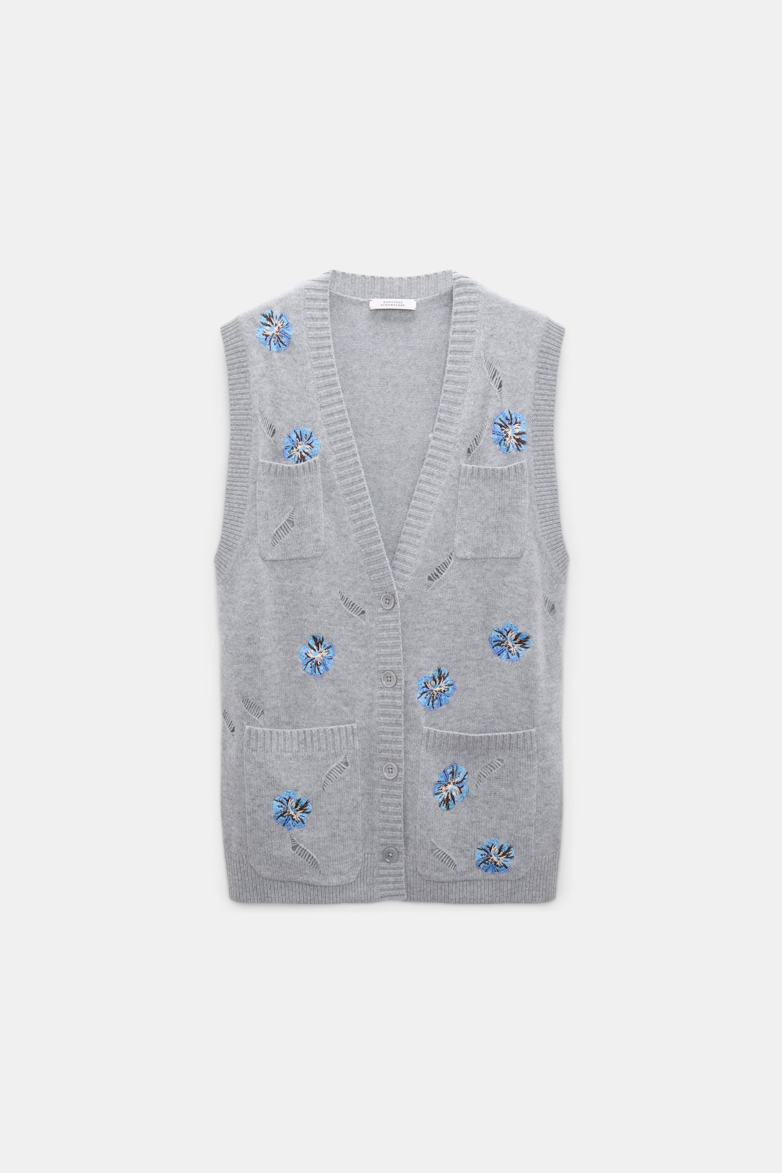 Dorothee Schumacher Embellished Merino-cashmere vest grey blooming blue