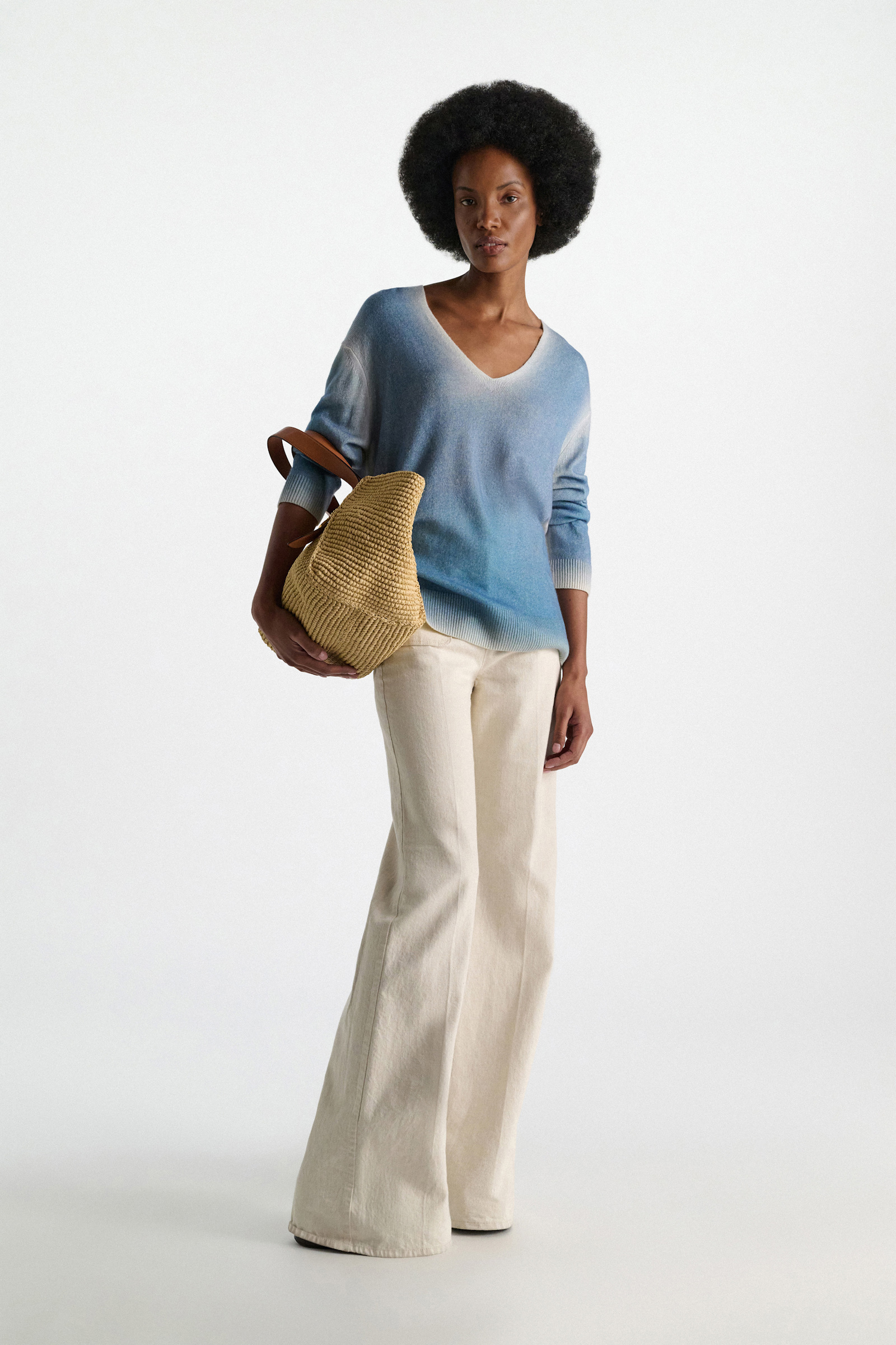 Dorothee Schumacher Merino-cashmere pullover with poppy back poppy blue