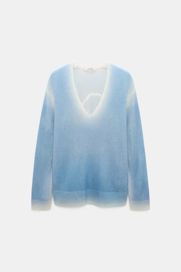 Dorothee Schumacher Merino-cashmere pullover with poppy back poppy blue