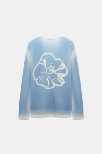 Dorothee Schumacher Merino-cashmere pullover with poppy back poppy blue