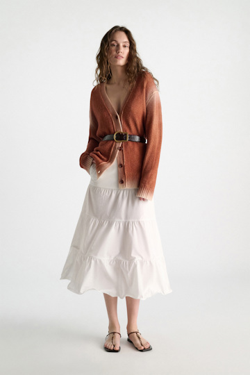 Dorothee Schumacher Merino-cashmere cardigan with poppy back poppy brown