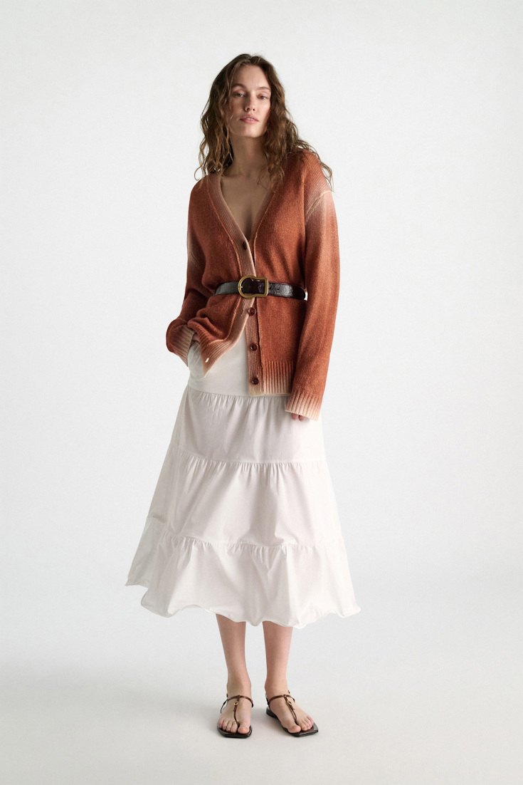 Dorothee Schumacher Merino-cashmere cardigan with poppy back poppy brown