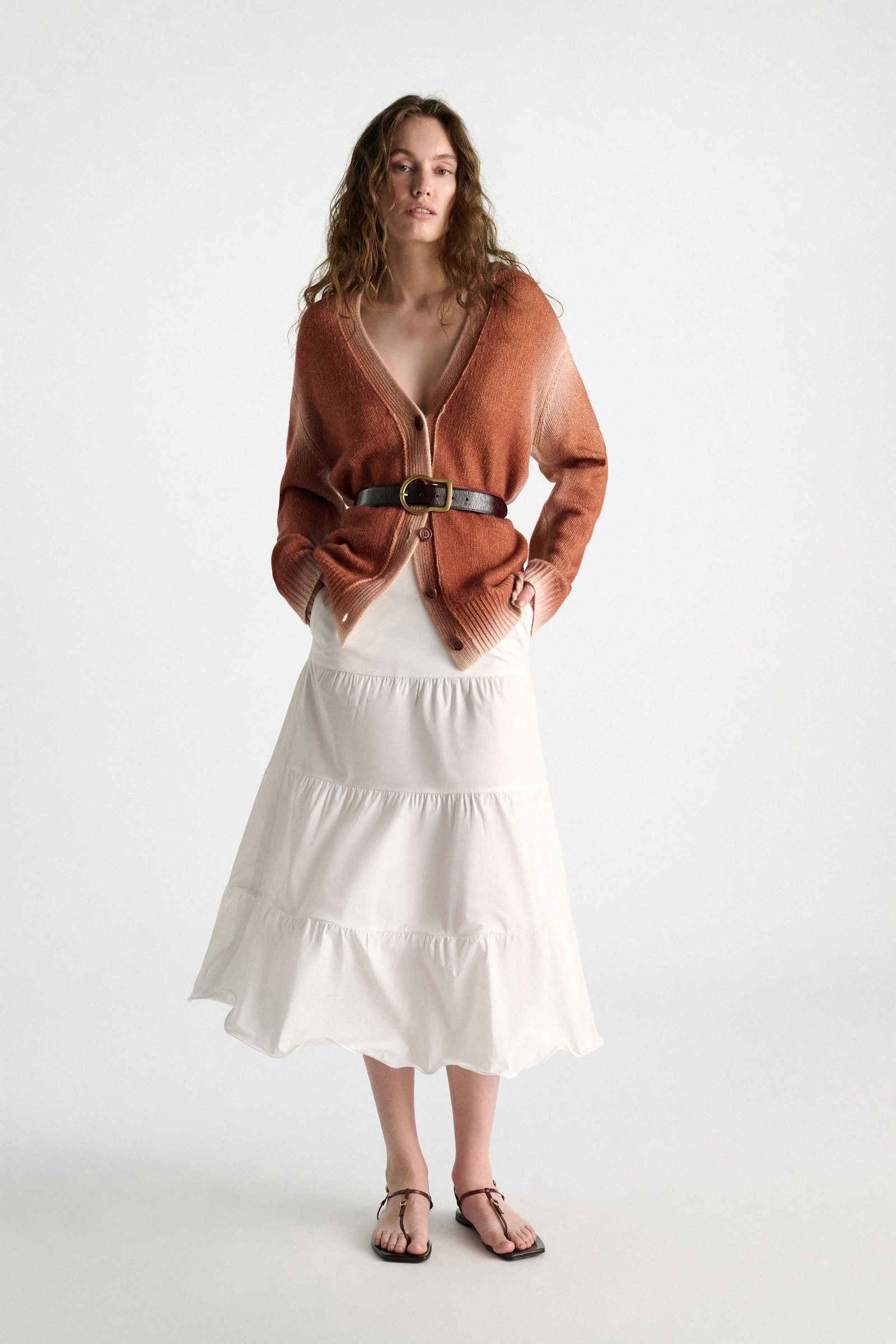 Dorothee Schumacher Merino-cashmere cardigan with poppy back poppy brown