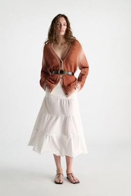 Dorothee Schumacher Merino-cashmere cardigan with poppy back poppy brown