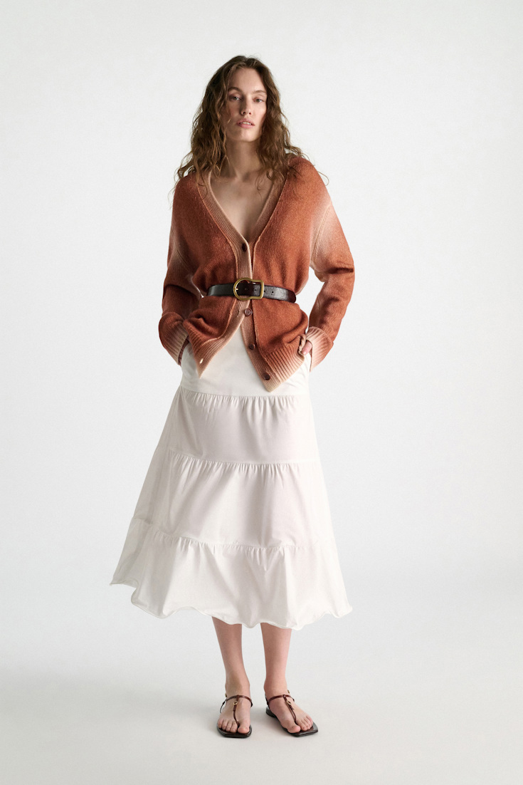 Dorothee Schumacher Merino-cashmere cardigan with poppy back poppy brown