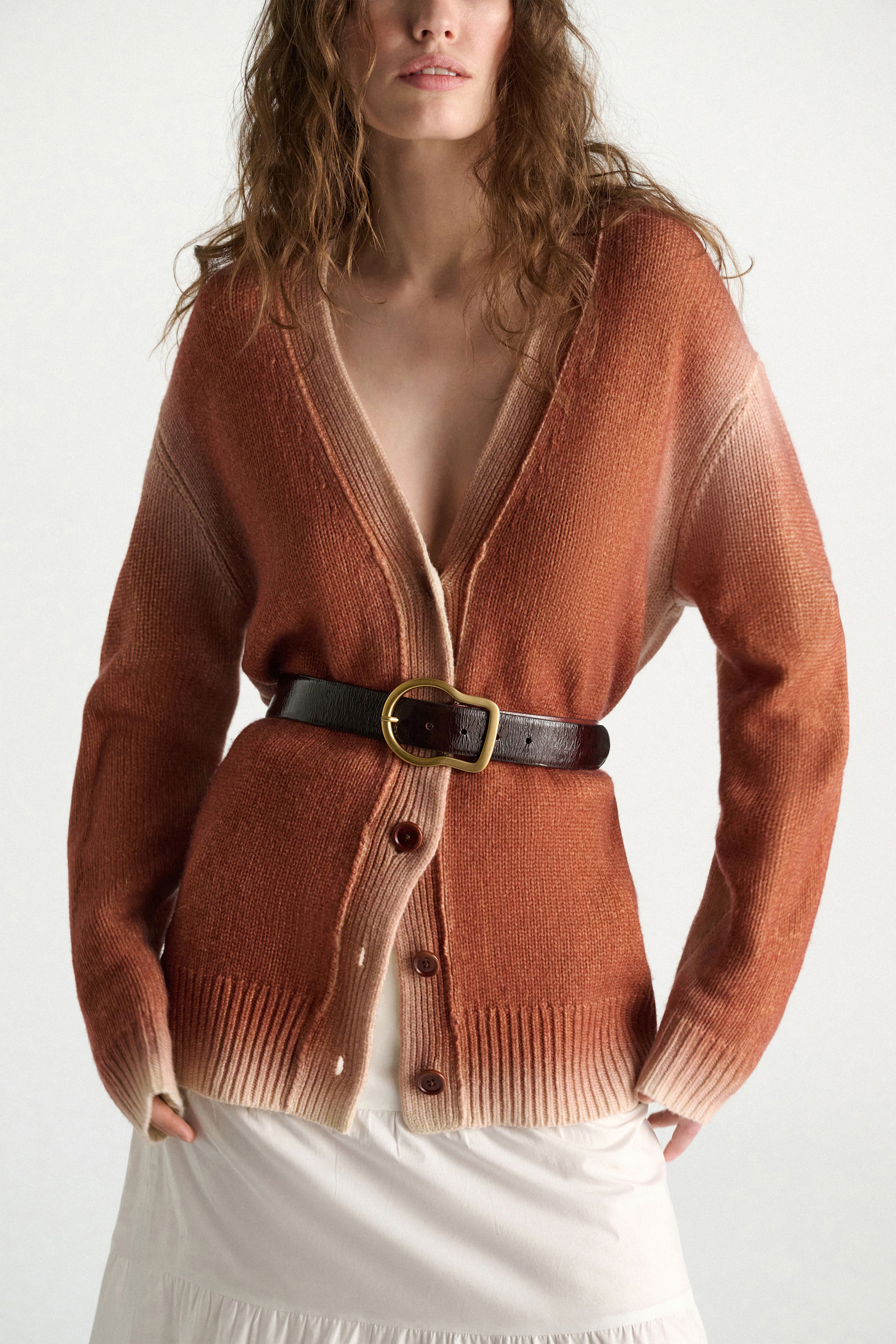 Dorothee Schumacher Merino-cashmere cardigan with poppy back poppy brown