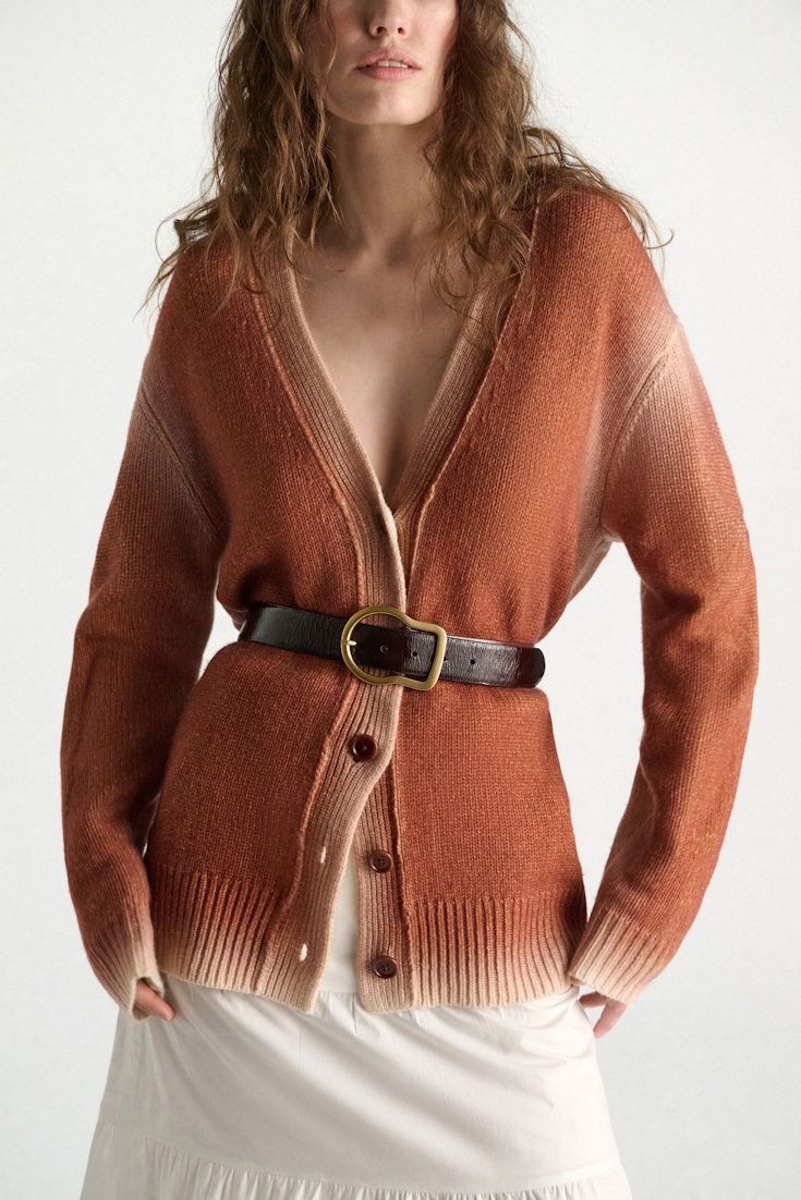 Dorothee Schumacher Merino-cashmere cardigan with poppy back poppy brown