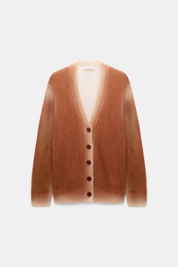 Dorothee Schumacher Merino-cashmere cardigan with poppy back poppy brown