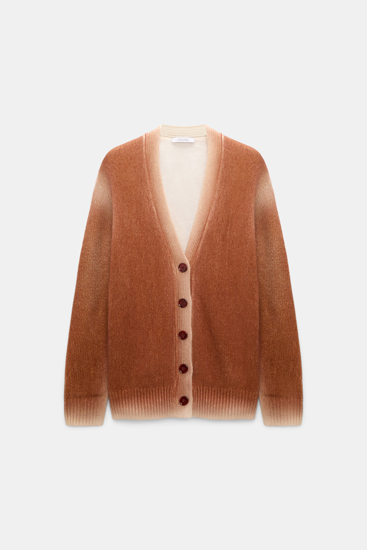 Dorothee Schumacher Merino-cashmere cardigan with poppy back poppy brown