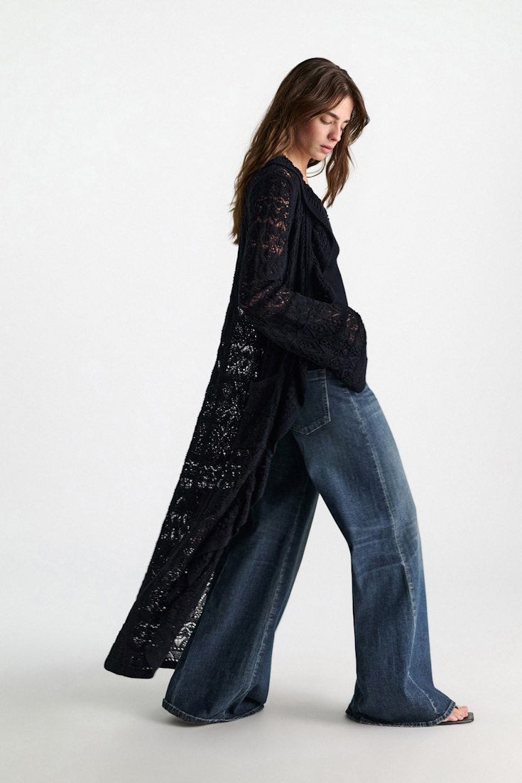 Dorothee Schumacher Gemusterter Pointelle-Strickmantel dark navy