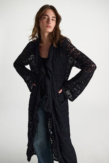 Dorothee Schumacher Patterned pointelle knit coat dark navy