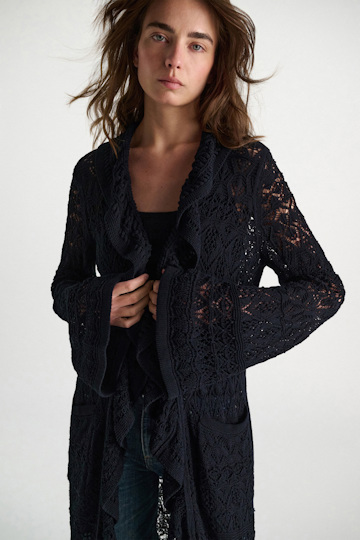 Dorothee Schumacher Patterned pointelle knit coat dark navy