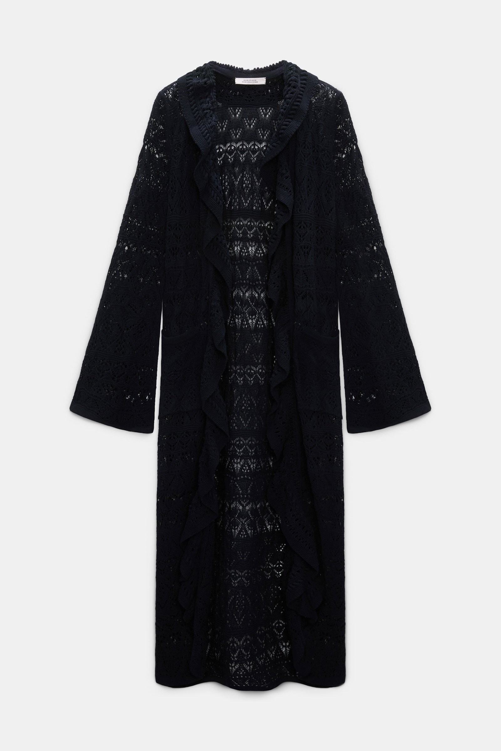 Dorothee Schumacher Gemusterter Pointelle-Strickmantel dark navy