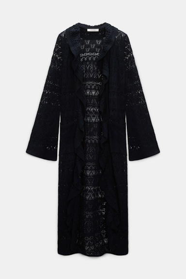 Dorothee Schumacher Patterned pointelle knit coat dark navy