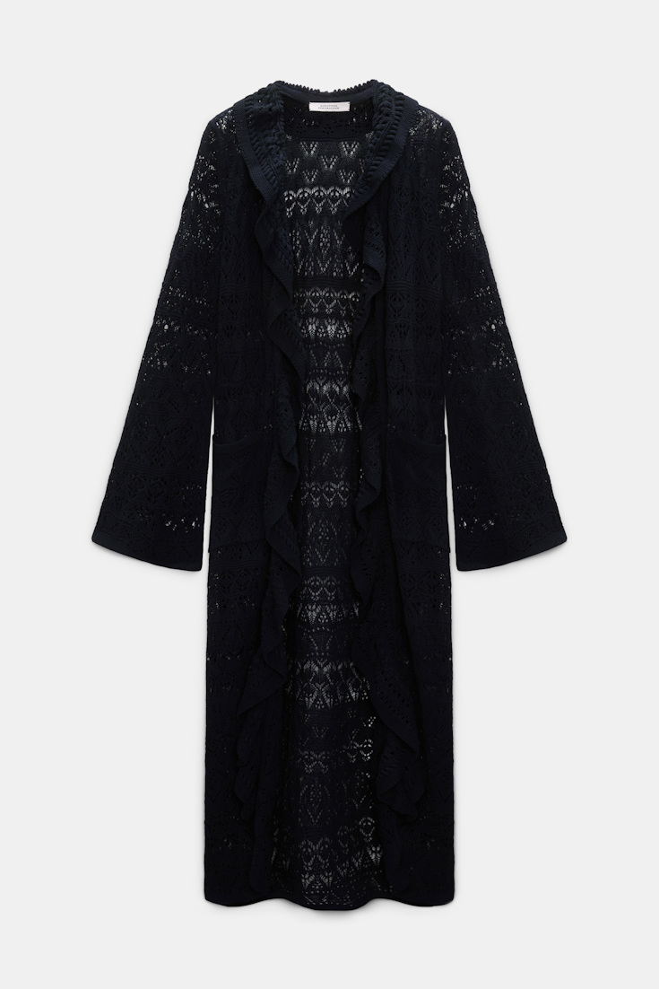Dorothee Schumacher Gemusterter Pointelle-Strickmantel dark navy