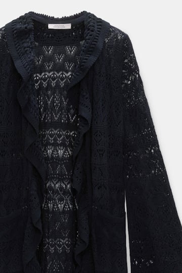 Dorothee Schumacher Patterned pointelle knit coat dark navy