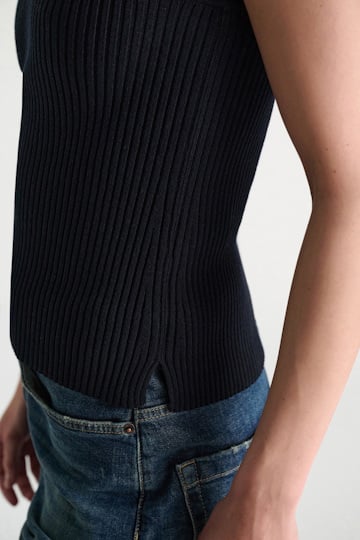 Dorothee Schumacher Tanktop mit Rundhalsausschnitt und Rippstrick dark navy
