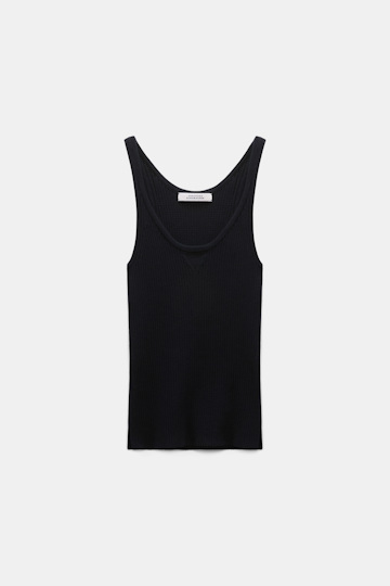 Dorothee Schumacher Tanktop mit Rundhalsausschnitt und Rippstrick dark navy