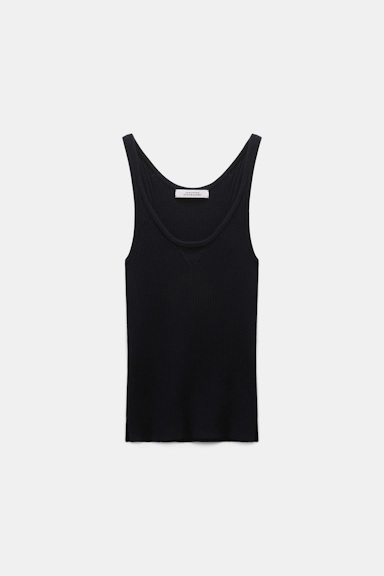 Dorothee Schumacher Scoop neck rib knit tank top dark navy