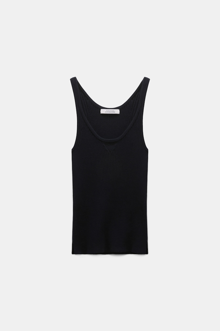 Dorothee Schumacher Tanktop mit Rundhalsausschnitt und Rippstrick dark navy