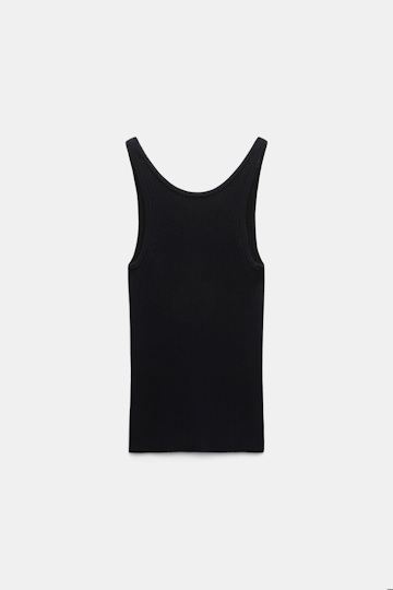Dorothee Schumacher Tanktop mit Rundhalsausschnitt und Rippstrick dark navy