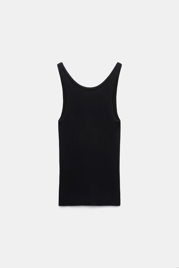 Dorothee Schumacher Tanktop mit Rundhalsausschnitt und Rippstrick dark navy