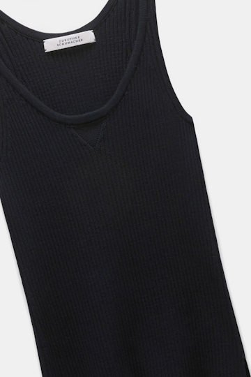 Dorothee Schumacher Tanktop mit Rundhalsausschnitt und Rippstrick dark navy