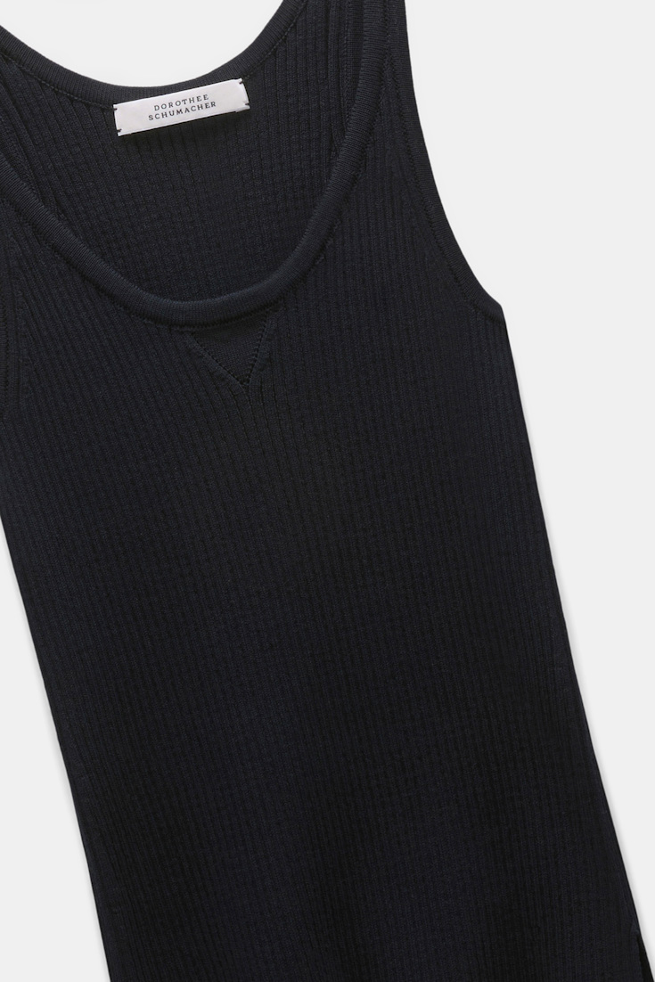 Dorothee Schumacher Tanktop mit Rundhalsausschnitt und Rippstrick dark navy